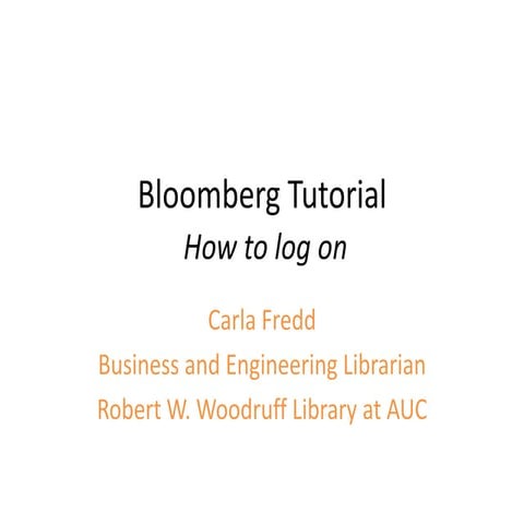 Bloomberg Tutorial Logon