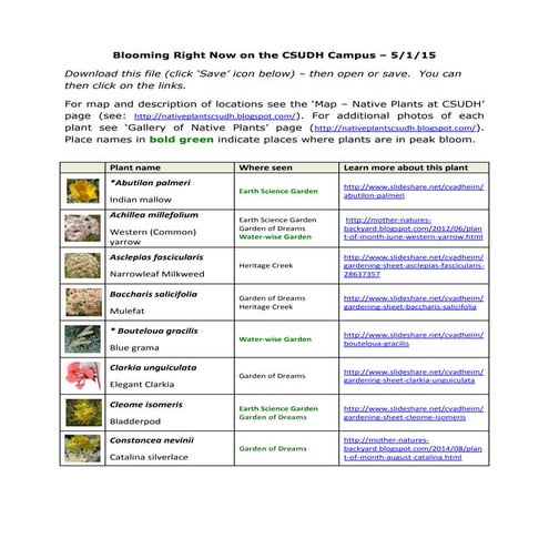Bloom calendar csudh | PDF | Gardening | Home & Garden