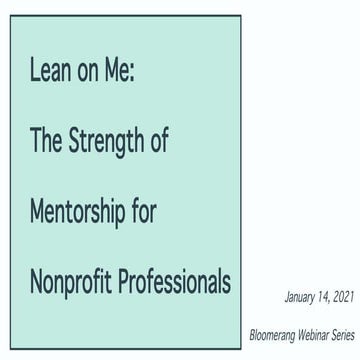 Lean on Me: The Strength of Mentorship for Nonprofit Professionals