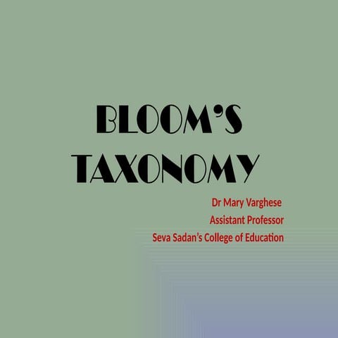 Bloom's taxonomy,  importance in education  .pptx