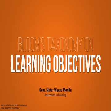 Bloom's taxonmy on learning objectives