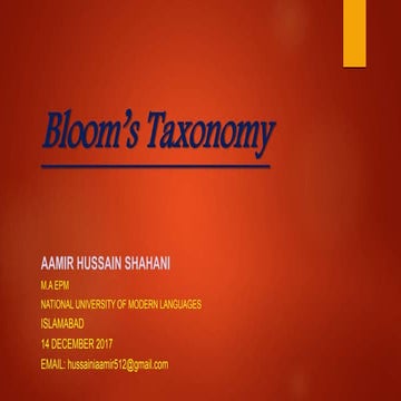 Bloom’s Taxonomy PowerPoint Presentation 2017 