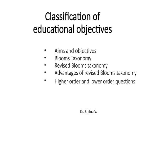 BLOOMS taxonomy of instructional objectives