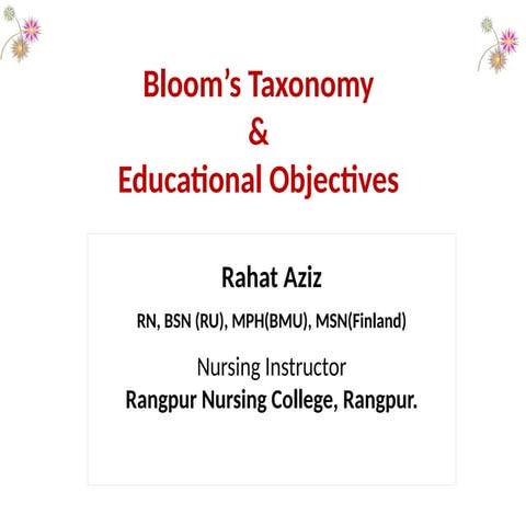 Bloom’s Taxonomy and educational objectives