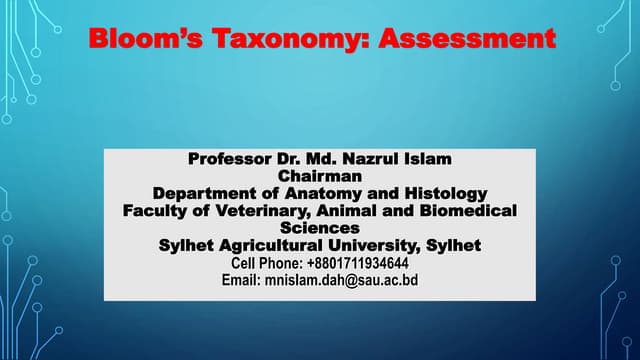 Bloom’s Taxonomy: Assessment