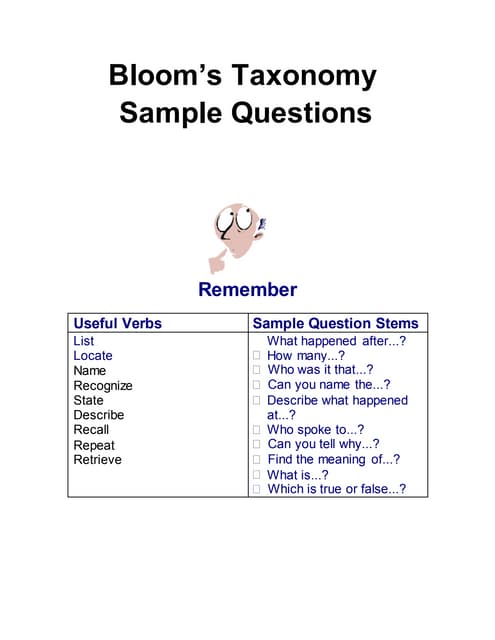 Bloom's Taxonomy Question