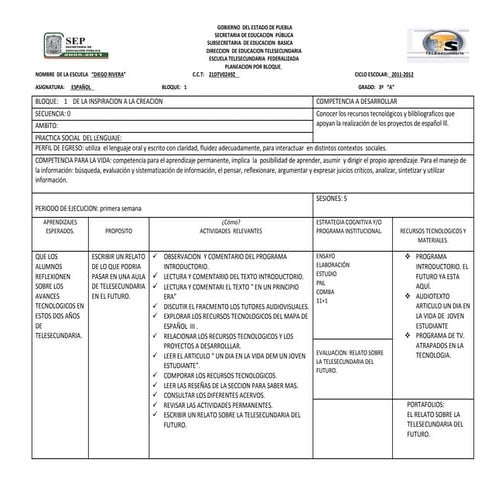 Bloque 1 tercer grado