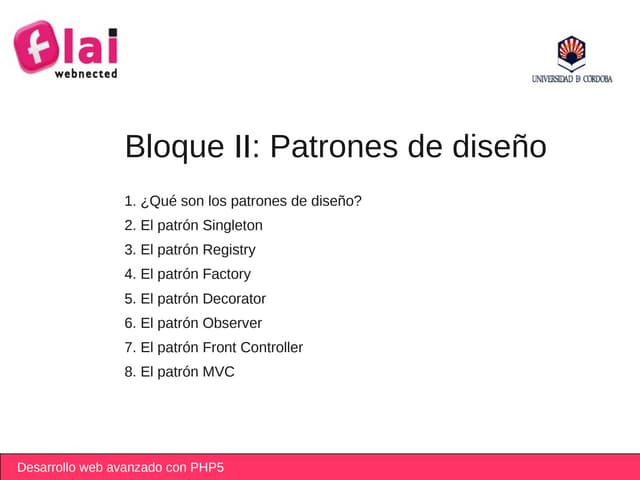 PHP Avanzado: Patrones de diseño