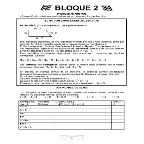 Guía de clase, Bloque 2 segundo grado