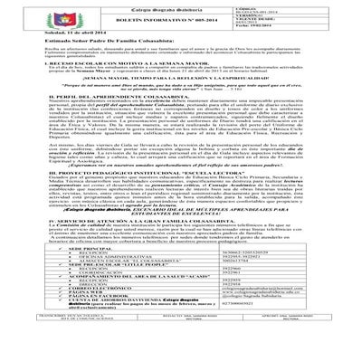 Boletin informativo 005