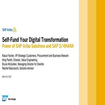 Self-Fund Your Digital Transformation with the Power of SAP Ariba Solutions a...