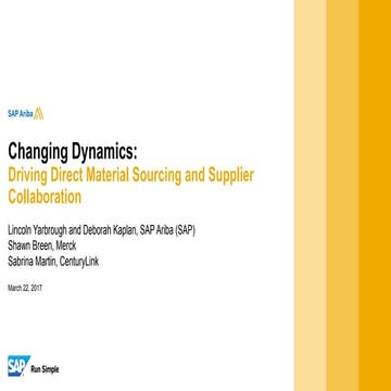 Changing Dynamics: Driving Direct Material Sourcing and Supplier Collaboration