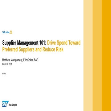 Supplier Management 101: Drive Spend Toward Preferred Suppliers and Reduce Risk 