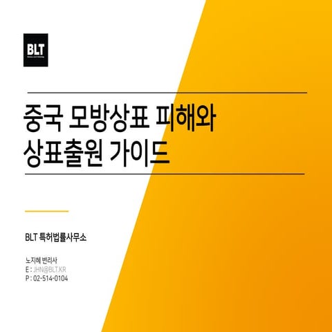 [BLT] 중국 상표출원 가이드 (BLT특허법률사무소 노지혜 변리사)