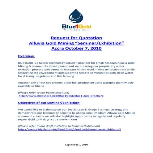 Blue1 gold group ltd   request for quotation