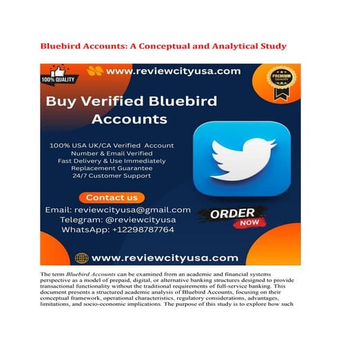 The Ultimate Resource for Buying Verified Bluebird Accounts in the USA ...
