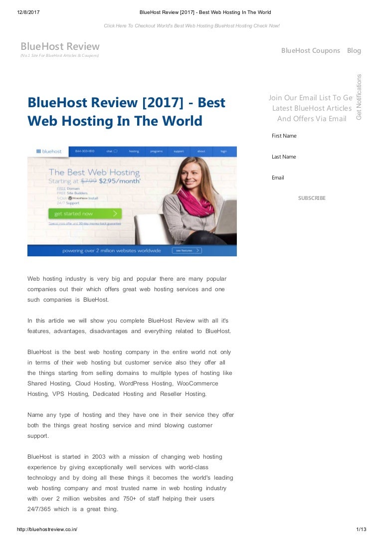 Bluehost Review 2018 Best Web Hosting In The World Images, Photos, Reviews