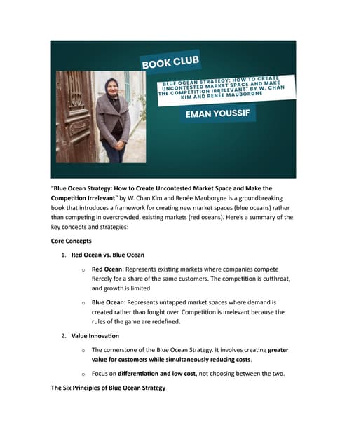 blue ocean.pdf summary of the book and discussion