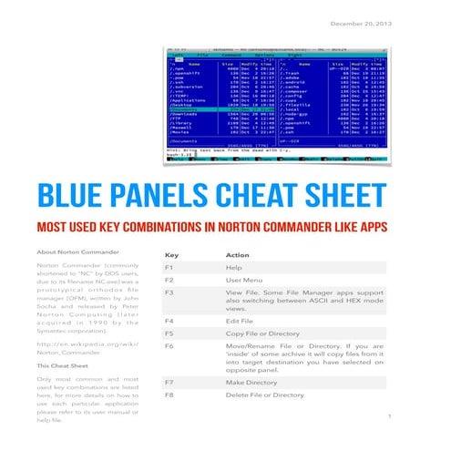 Blue pannels cheat sheet
