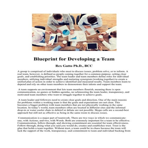 Blueprint for Developing a Team