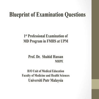 Blueprint of exam questions 