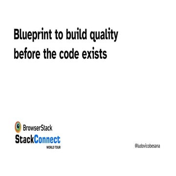 Blueprint to build quality before the code exists - StackConnect Milan 2025