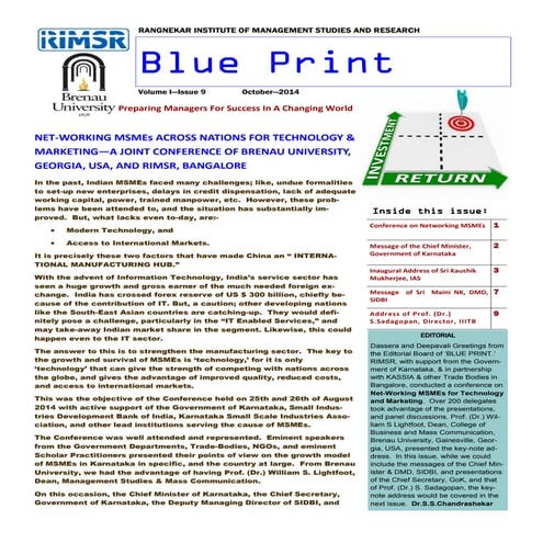 RIMSR Blue print on MSME, Skill Development,Project Management 