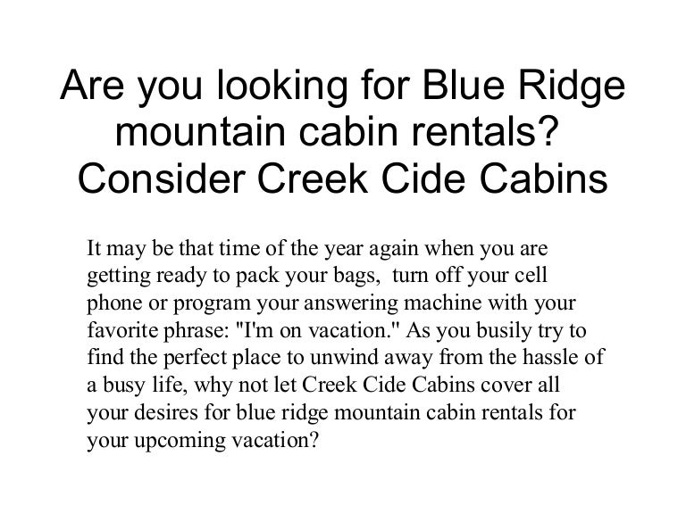 Blue Ridge Mountain Cabin Rentals Ppt