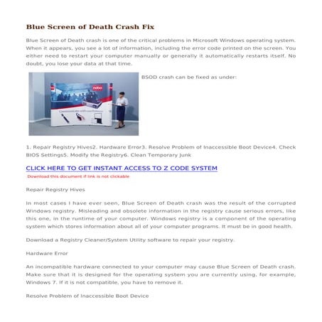 Windows 7 64 bit blue screen of death (bsod) fix | PDF