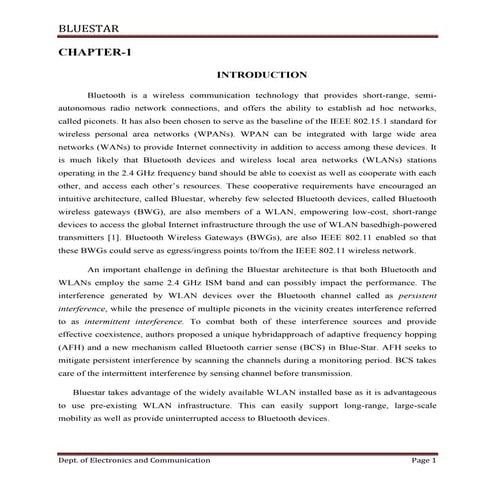 Blue star seminar report dated 18 march