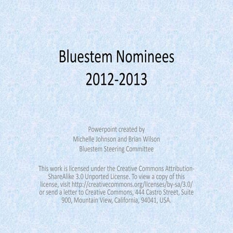 Bluestem nominees 2012 2013