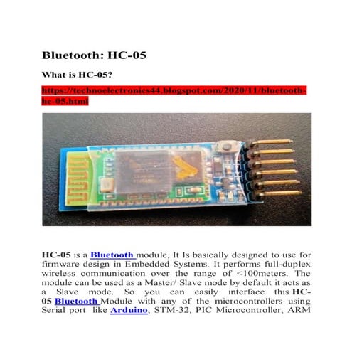Bluetooth(hc-05) with arduino programming | DOCX