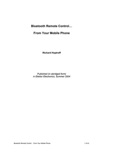 Bluetooth remote control... from your mobile phone