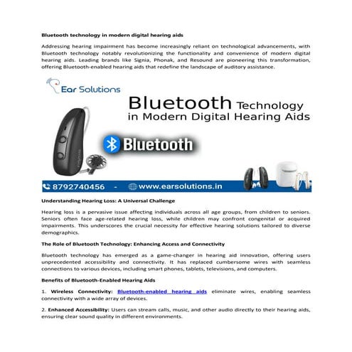 Bluetooth technology in modern digital hearing aids | PDF