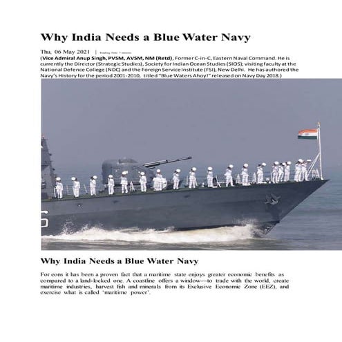 Blue water navy and india