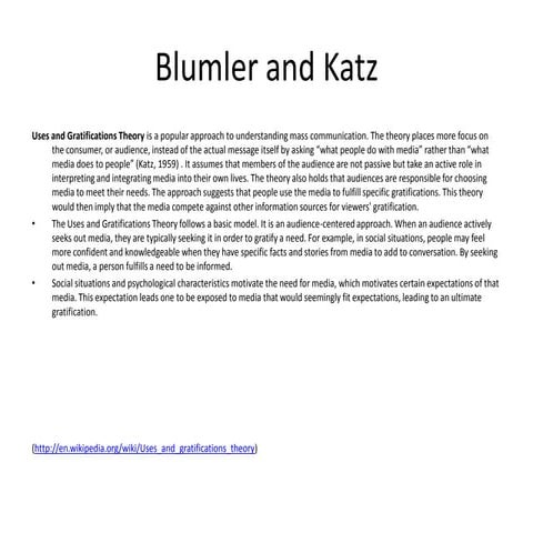 Blumler and katz