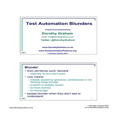 Blunders in Test Automation