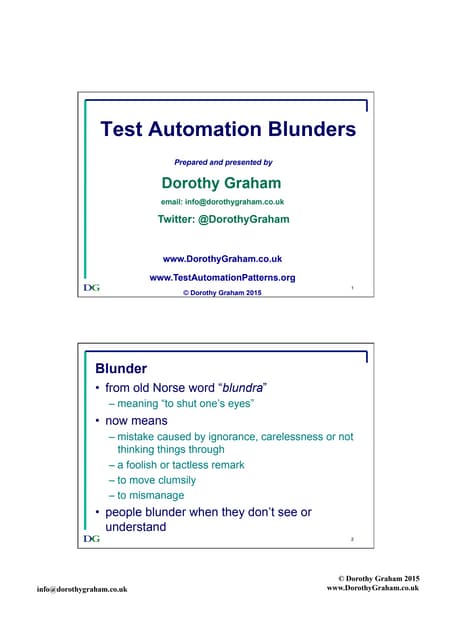 Blunders in Test Automation