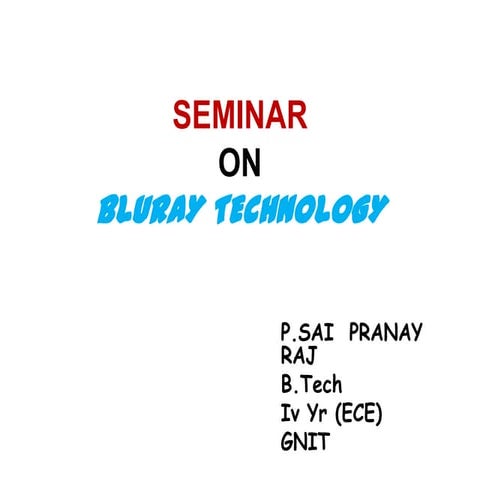 Blu ray disk seminar