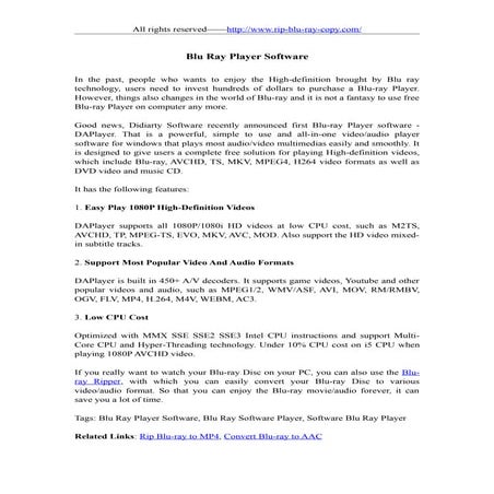 Blu ray player software