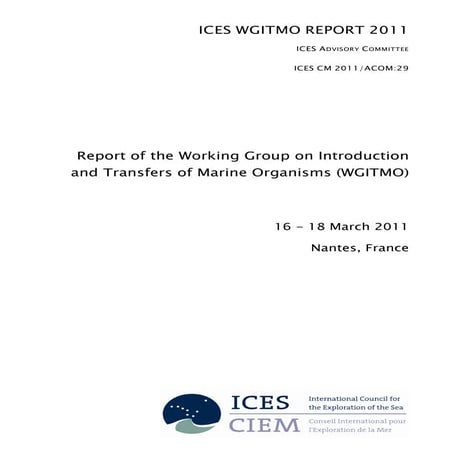 Report of the Working Group on Introduction  and Transfers of Marine Organism...