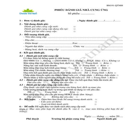 Bm.01 qtmh phieu danh gia nha cung cap-chelate