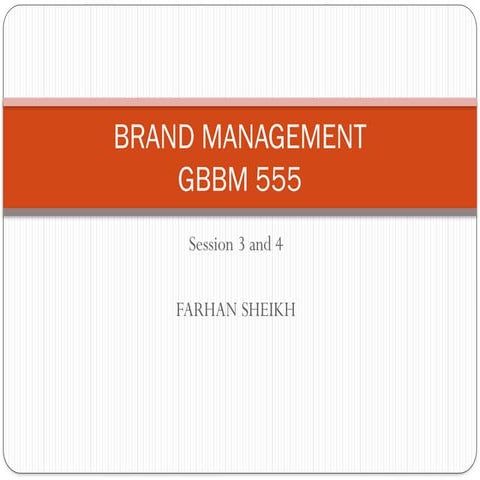 Introduction to Brand Management. Session 3-4