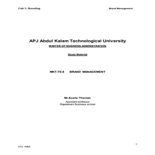 Brand Management-MBA-unit 1