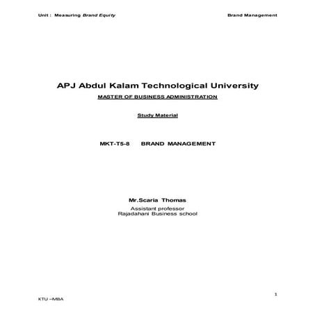 KTU MBA- Brand Management -unit 4