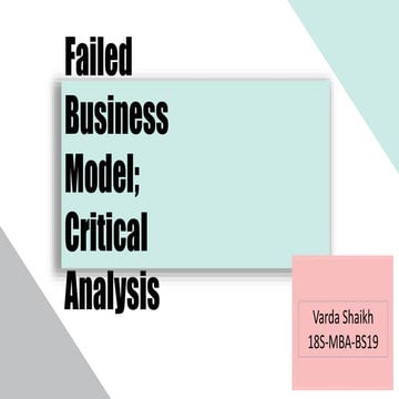 Failed Business Model; Critical Analysis