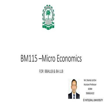 Bm 115 micro economics  unit 3  part 1