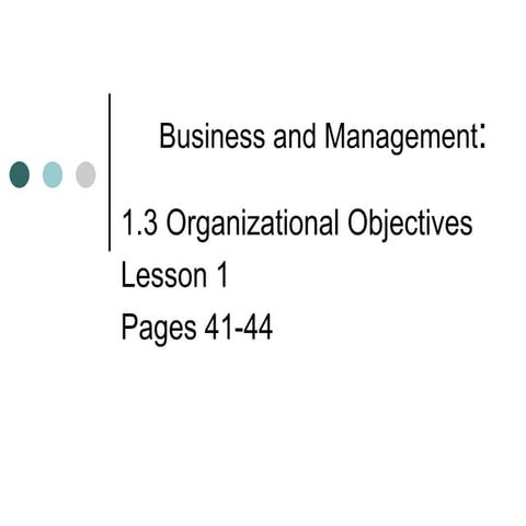 Bm 1.3 Organizational Objectives
