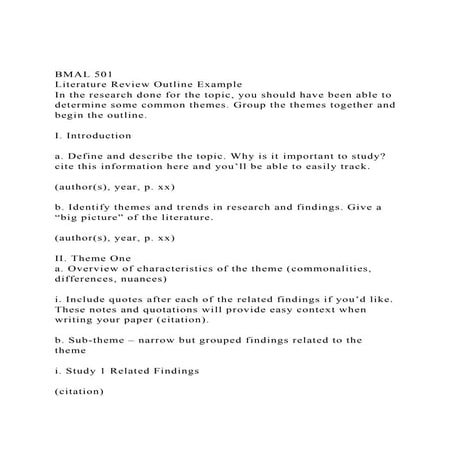 BMAL 501Literature Review Outline ExampleIn the research don.docx