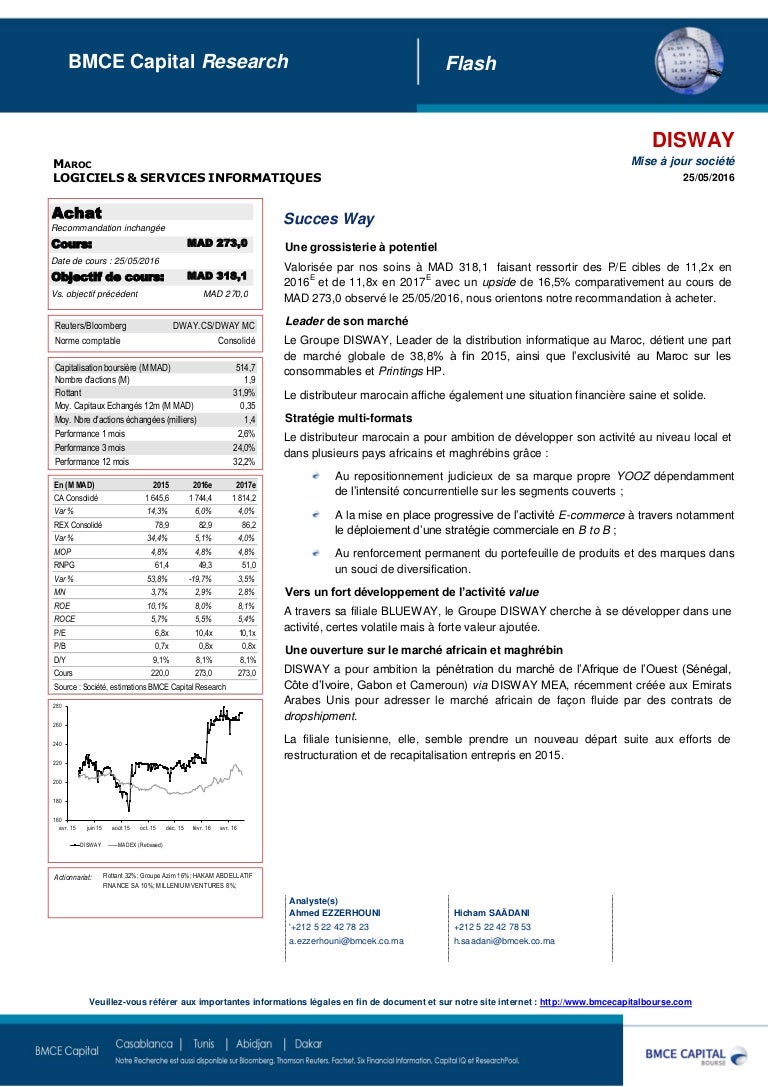 Bmce Capital Research Flash Disway Du 26 05 16